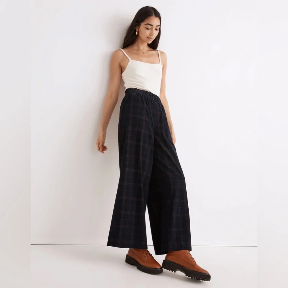 NWOT Madewell Corduroy Pull-On Wide-Leg Crop Pants - Emerald Green XS - Picture 4 of 7